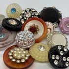 Vintage Plastic Rhinestone Button Lot Multi Color Jewel Craft Fancy