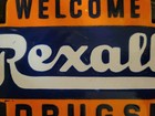 Vintage Rexall Drugs Porcelain Sign Drugs Welcome Walgreens Pharmacy Gas Oil 
