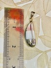Vtg Southwest Alpaca Silver Pink White Mother Of Pearl Abalone Pendant Mexico