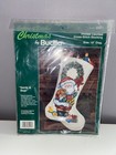 Vtg Bucilla Santa   Bear 32517  Stocking Printed Counted Cross Stitch 18 
