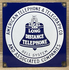Vintage Bell System Public Payph0ne Porcelain Sign Gas Station Oil Telephone Att