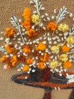 Vintage 1970s Framed Crewel Burlap Embroidery Wall Art Chair Cat 15  X 19 