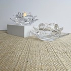 Tea Light Lotus Flower Glass Candle Holders Set Clear Crystal Style Votive
