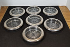 Leonard Italy Silver Plate Crystal Glass Coasters Set 7 Starburst Beaded Vintage