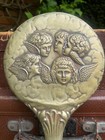 Vintage Repouss   Silver Vanity Mirror Hand Held Angels Cherubs Antique Rococo