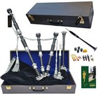 Bagpipes In Black Finish With Engraved Mounts - Complete Set With Accessories An