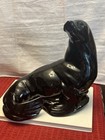 Vintage Large  Black Glazed Ceramic Or Porcelain Figurine Of A Sea Lion 10    Tall