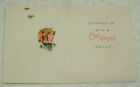 Unused - Gold Accents - Christmas Girl  Candy Cane Sled - 1950 s Vintage Card
