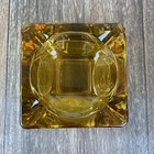 Lot Of 3 Vtg Square Amber Glass Cigarette Ashtrays Small 3 5 x 3 5  Trinket Dish