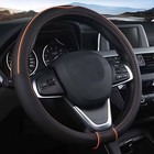 Shiawasena Auto Car Steering Wheel Cover  Universal 15 Inch Fit  Black orange