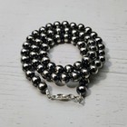 Native American Silver Navajo Pearl Bead Necklace 8mm 20  Long 31 Grams