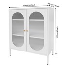 3-tier Accent Display Storage Cabinet 2 Glass Doors Creamy White