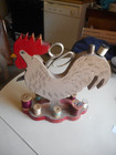 Antique Painted Wooden Rooster Sewing Stand  