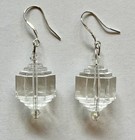 Vintage Art Deco Layer Clear Lucite 1  With Crystal Shiny Bicone Beads Earrings