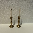 Antique Doll House Brass Miniature Small Candlesticks Pair