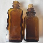 2 Vintage   Antique Amber Brown Glass Roux Poison Bottles Usa Made Set Of 2