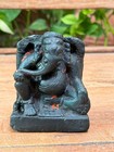 1700   s  Old Antique Black  Stone Hand Carved Hindu God Ganesha Sculpture