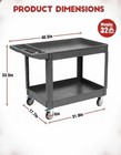 2 Shelf Utility Service Cart Heavy Duty Rolling Utility Cart Plastic With Wheels