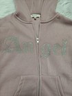No Comment Rhinestone Angel Mauve Hoodie S 7 8 Girls Nwot