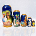 Nativity 5 Pc Holiday Nesting Doll  Collectible Christmas Stacking Matryoshka