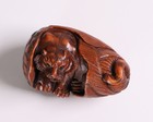Japanese Wooden Tiger Netsuke 1 97inch Ojime Figurine Hanging Objects By Ikko