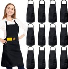 12 Pack Bib Apron  Unisex Restaurant Kitchen Aprons For Women With 2 Pockets    