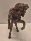 Vintage Paper Mache Leather Wrapped Brown Horse Statue Figure W  Saddle10   x9   