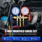 Ac Manifold Gauge Set 3-way Fit R22 R134a R404a R410a Refrigeration Charging Usa