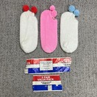 Vintage Pom Pom Socks Ankle Low Cut Womens Size 9-11 Pink Multicolor 4 Pair 80s