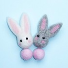 Pinkblume Easter Felt Garland Wool Rabbit Pom Pom Banner handmade Bunny Ball    