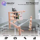Bird Cage Play Stand Toy Set Wood Perch Swing Ladder Parrot Gym Activity Center