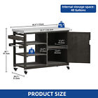 Solid Wood Outdoor Storage Cabinet Movable Grill Cart With Stainless Steel Top