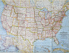 1961-7 July Vintage Map Of United States Usa Us National Geographic Euc - A3 