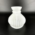 Vintage Cased Glass Lamp Shade Oval Ribbed Student White 002
