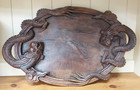 Antique Asian  Chinese  Carved Dragon Tray Circa 1900