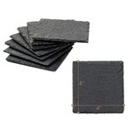 8 Pcs Square Slate Drink Coasters Set  4 Inch Black Slate Stone Coasters