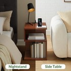 Tokyo S Flip Minimalist 3 Tier End Table With Fast Charging Station Reverse oak