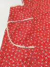 Vintage Handmade Full Apron Red Calico Floral Print 2 Pockets Tieback Grannycore