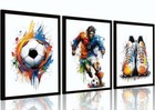3pcs Wall Art Colorful Graffiti Soccer Sports 10l  X 8w  Football Framed