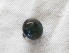 Mini Antique Blue Glass Glitter Button Metal Base 1 1 Cm D18a