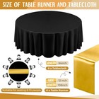  16 Pcs Black And Gold Round Plastic Tablecloth And Satin Table Black  Gold