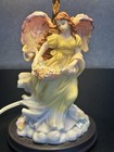 Angel Table Lamp Lithophane Shade Figurine Base Vintage Light