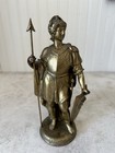 Antique Medieval Warrior Statues Set 9 5    Bronzed Spelter Knights Medusa Shield