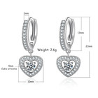 925 Sterling Silver Heart Drop Hoop Earrings Huggie Hoops Sparkling Cz Charm 336