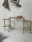 Hollywood Regency Brass And Glass Bar   Tea Cart - Expandable