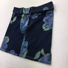 Hailee Denim Mini Skirt Women Med Blue Purple Floral Belted Usa Made Coastal 