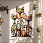 Wall Sculpture Metal Cat Art Decor Colorful Iron 10 6 In 15 7 In Hanging