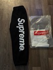 Supreme Men   s Black Logo Cotton Sweatpants Size M Drawstring Elastic Waist
