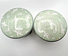 Korean Celadon Porcelain Crane Motif Cloud Lidded Rice Bowls 4 x 2  Lot Of Two
