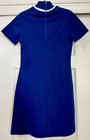 Vintage 1970s Women   s Blue Knit Short Sleeve Dress